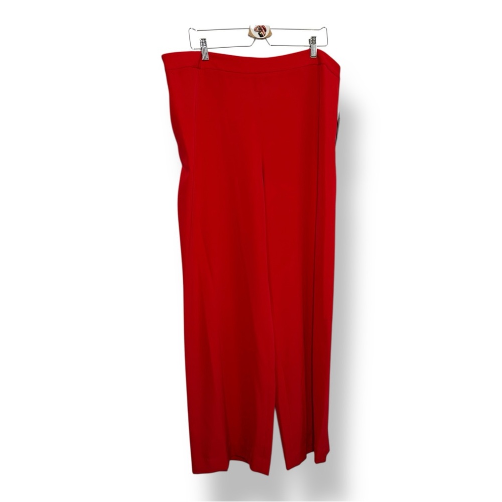 Halston Heritage Pants Red Wide Leg Stretch‎ Size XL NWT